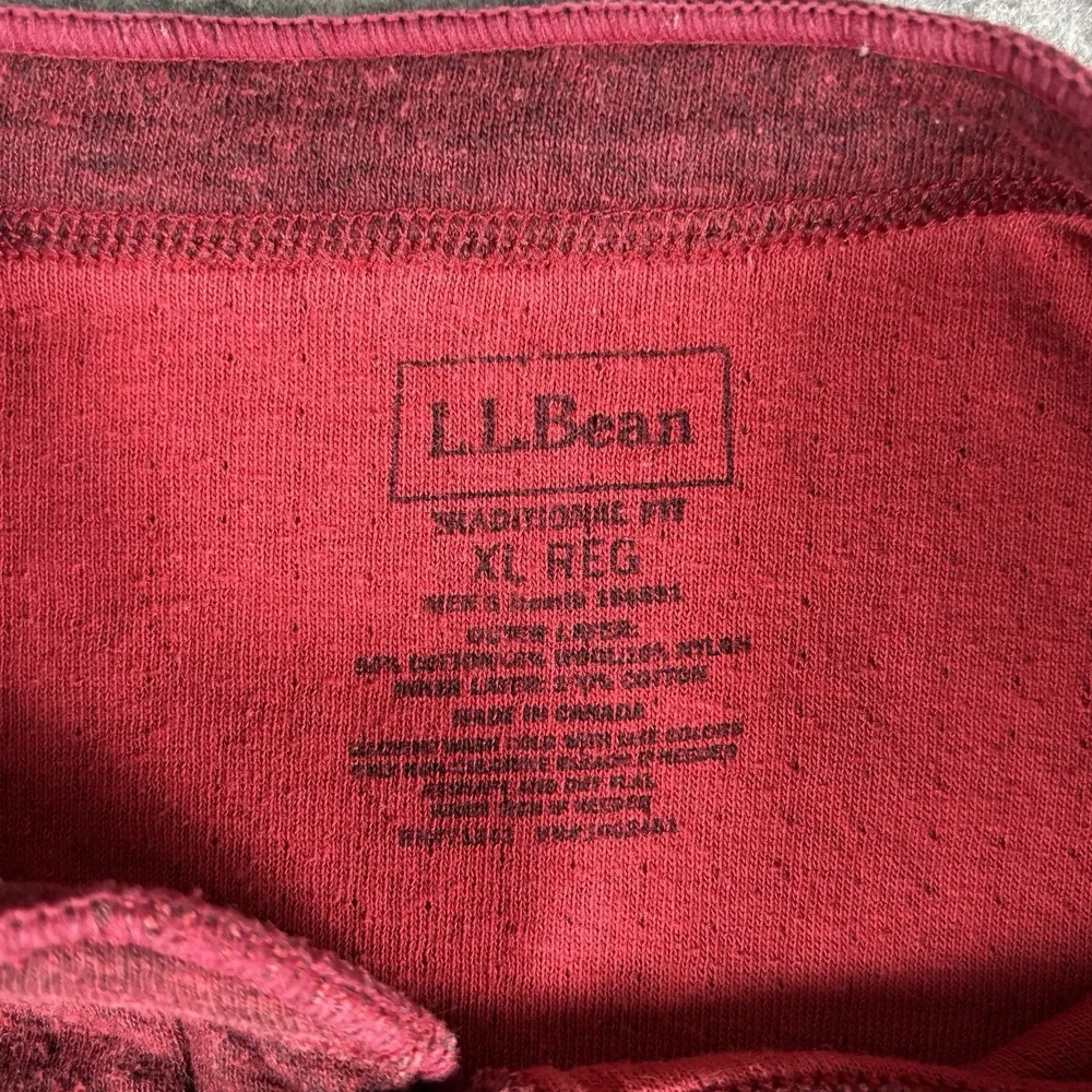 LL Bean River Driver Shirt Men XL Reg Red Henley Wool Blend Base Layer 14624 - Picture 3 of 5
